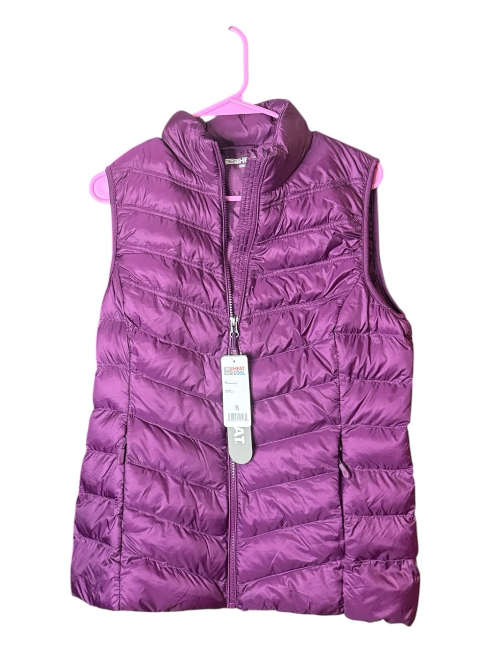 32 Degrees Heat Puffer Vest Purple Zipper Front Sleeveless Women's S NEW!